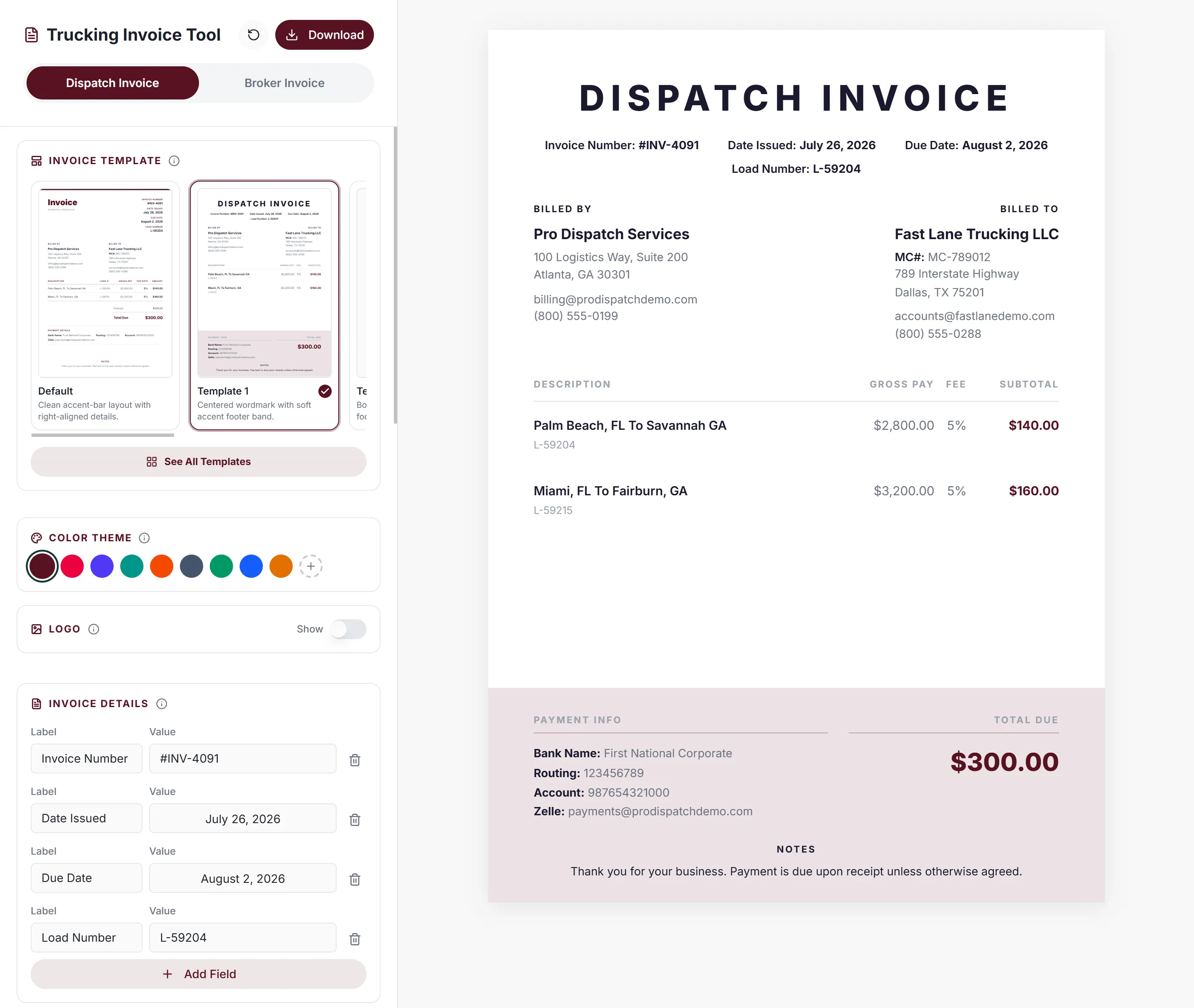 Invoicing Tool UI Preview